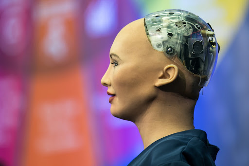 Sophia, Hanson Robotics Ltd. speaking at the AI for Global Good Summit in 2017 (Source: Flickr)